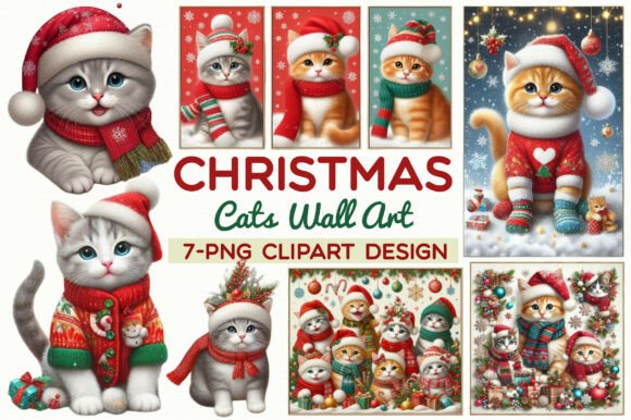 Download Cute Christmas Cats Wall Art PNG - Wall art Collection