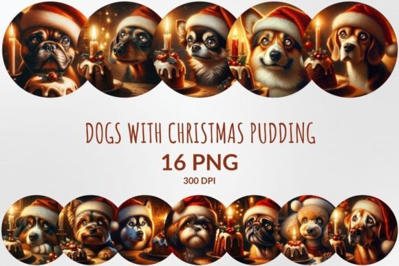 Download Dogs with Christmas Pudding Sublimation - Christmas pudding Collection