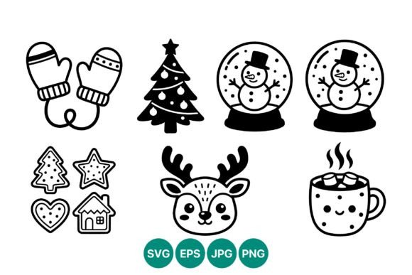 Download Christmas Winter Icons Black White Cute - Premium Resources
